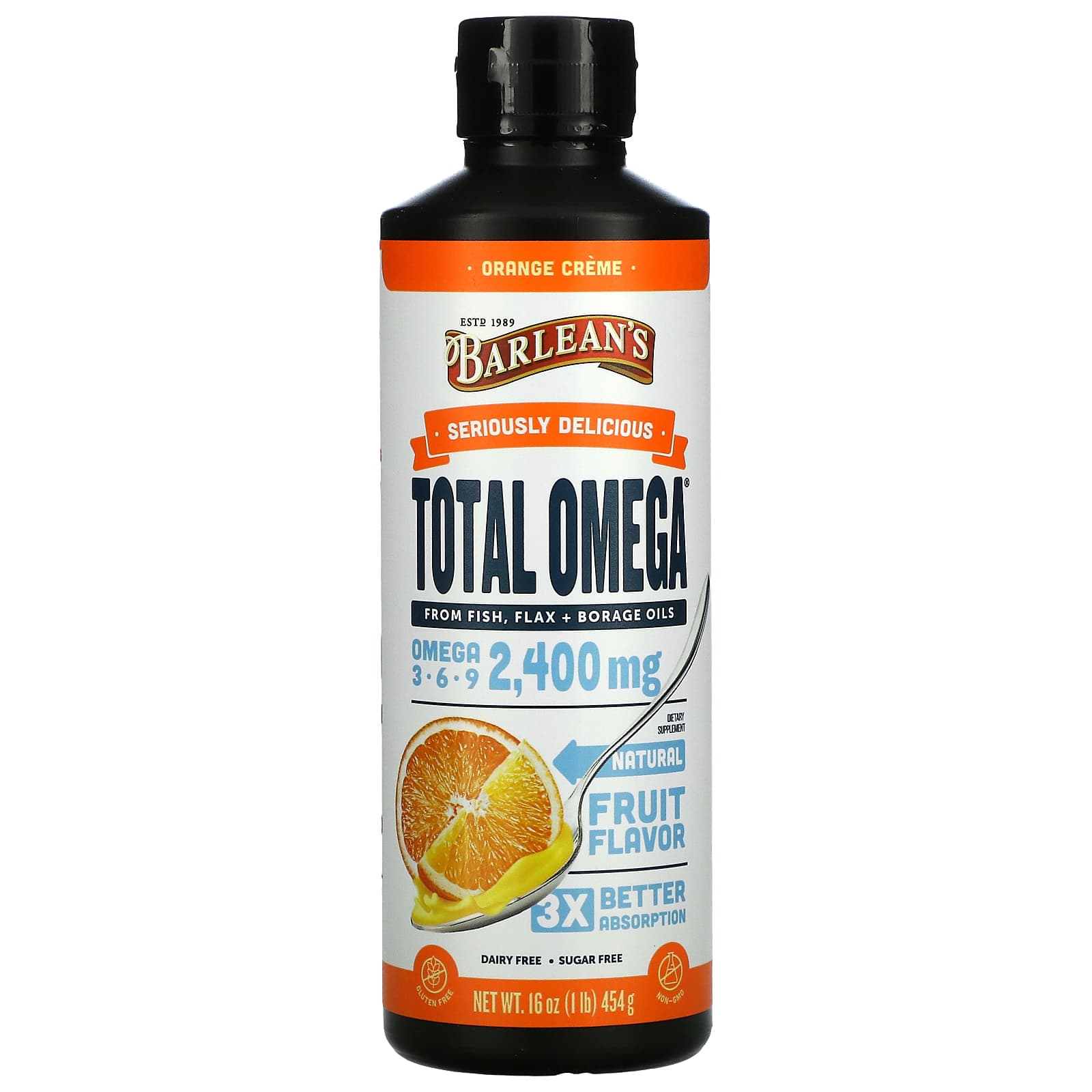 Barlean's, Orange Crème Total Omega, 16 Oz Liquid UPC 705875000277 | HiLife Vitamins